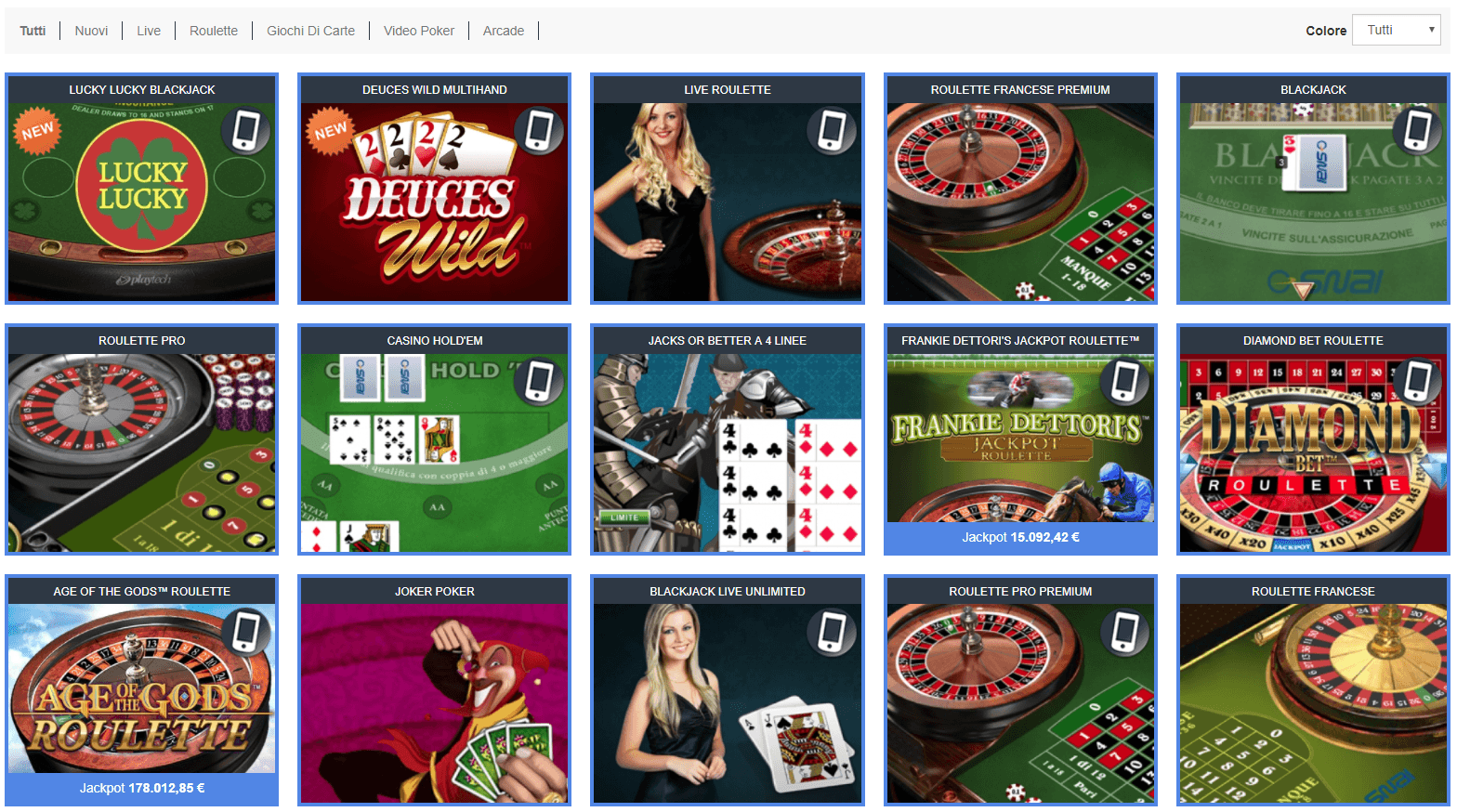 SNAI Casino Giochi Slot