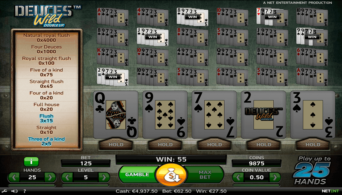 video poker games deuces wild